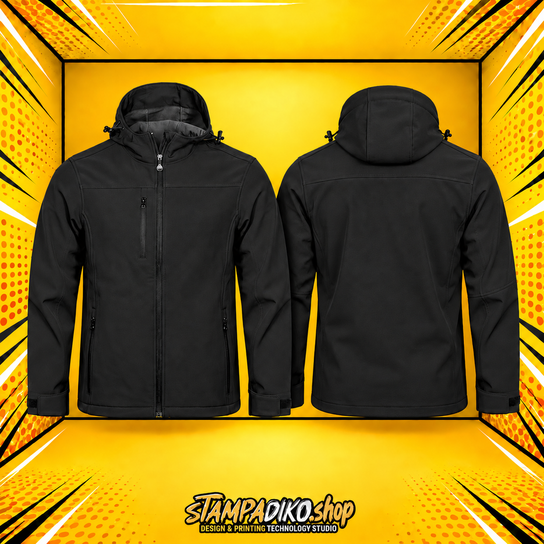 Μπουφάν με Κουκούλα Softshell JACKET-00523 Black