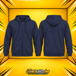 Προσωποποιημένο hoodie με φερμουάρ Navy Blue – εμπρός και πίσω