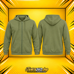 Προσωποποιημένο hoodie με φερμουάρ Olive Green – εμπρός και πίσω