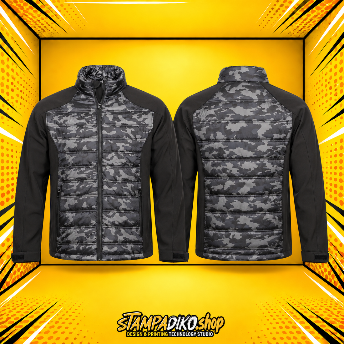 Καπιτονέ Μπουφάν Διχρωμία JACKET-00073 Camouflage Gray