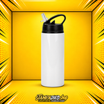 600 ml aluminum bottle MET2240, white body with black lid, shown without personalized printing