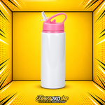600 ml aluminum bottle MET2242, white body with pink lid, shown without personalized printing
