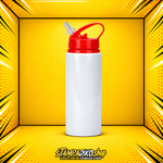 600 ml aluminum bottle MET2243, white body with red lid, shown without personalized printing