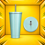 Tumbler 16oz σε μέντα MET3027 με καλαμάκι και επάνω όψη καπακιού