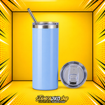 Skinny Tumbler 20oz MET3193 γαλάζιο — προϊόν και επάνω όψη καπακιού
