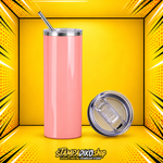 Skinny Tumbler 20oz MET3197 κοραλί — προϊόν και επάνω όψη καπακιού