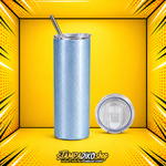 Skinny Tumbler 20oz MET3834 γαλάζιο — προϊόν και επάνω όψη καπακιού