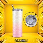 Skinny Tumbler 20oz MET3841 λευκό-ροζ — προϊόν και επάνω όψη καπακιού