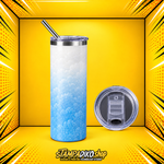 Skinny Tumbler 20oz MET3842 λευκό-μπλε — προϊόν και επάνω όψη καπακιού