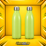 Bowling Bottle 500 ml MET5078 λαχανί — μπροστινή και πίσω όψη του ίδιου μπουκαλιού