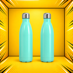 Bowling Bottle 500 ml MET5079 τυρκουάζ — μπροστινή και πίσω όψη του ίδιου μπουκαλιού