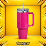 Φούξια Portable Tumbler MET9521 με χερούλι, καπάκι και καλαμάκι