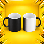 Μαγική κούπα MUG5011 ματ μαύρη — ενδεικτική απεικόνιση πριν και μετά τη θέρμανση, όψη 2