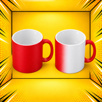 Μαγική κούπα MUG5015 ματ κόκκινη — ενδεικτική απεικόνιση πριν και μετά τη θέρμανση, όψη 2