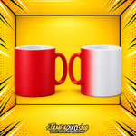 Μαγική κούπα MUG5015 ματ κόκκινη — ενδεικτική απεικόνιση πριν και μετά τη θέρμανση, όψη 3